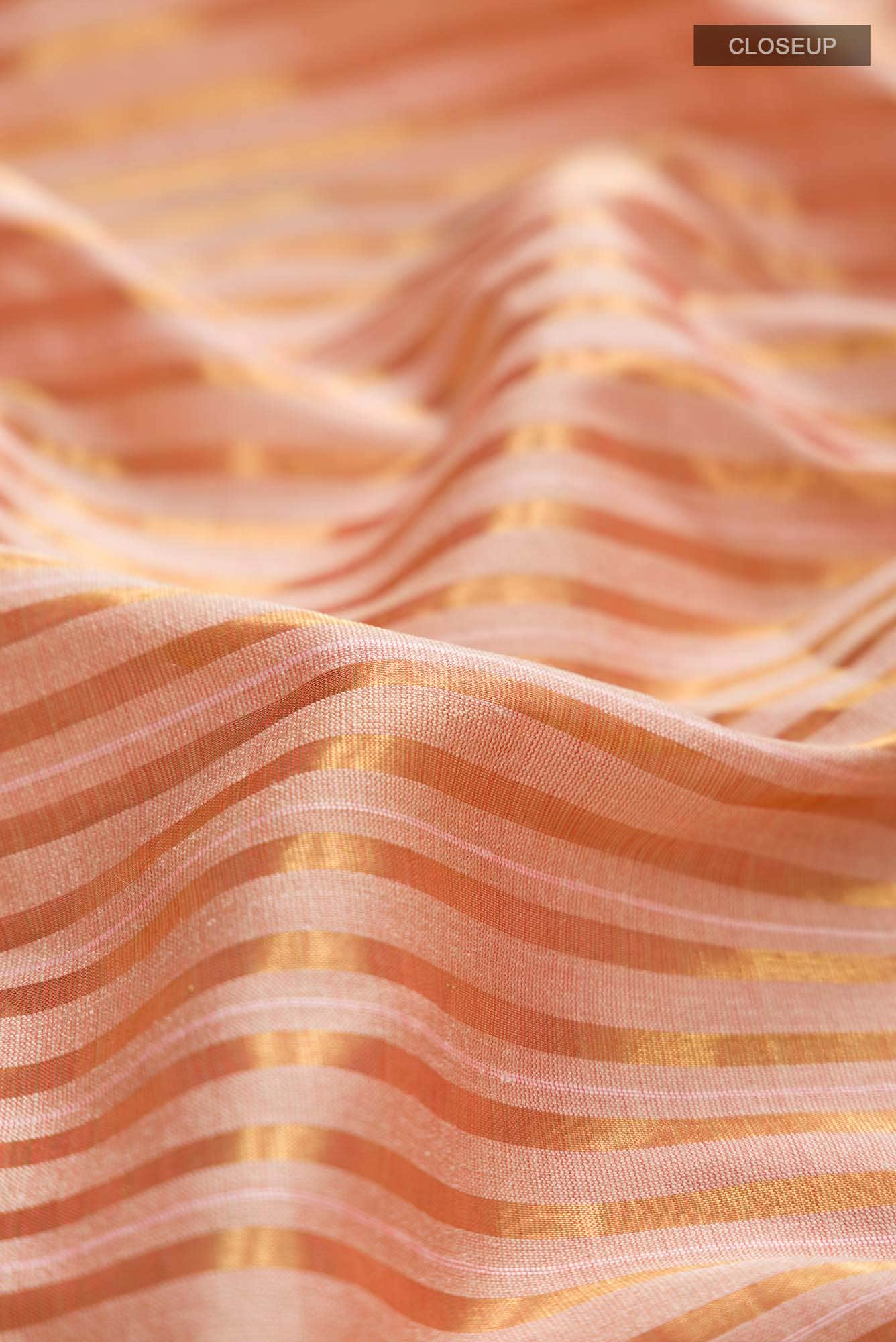 Prowl and Prance-Peach Tussar Silk Saree - Image 10