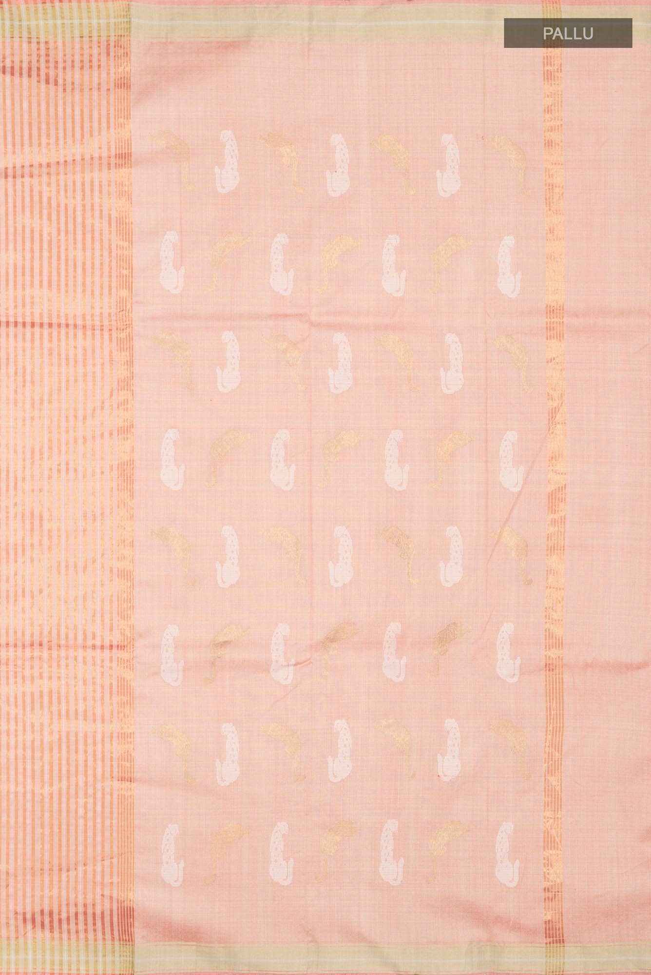 Prowl and Prance-Peach Tussar Silk Saree - Image 6