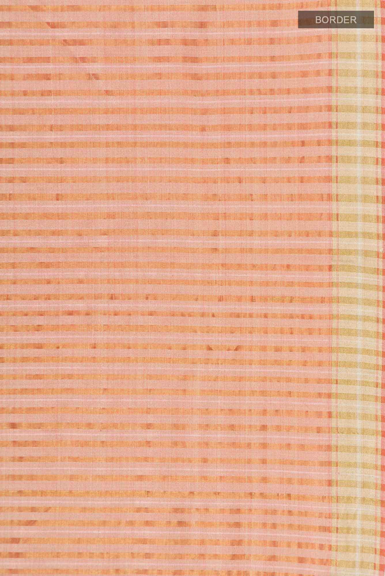 Prowl and Prance-Peach Tussar Silk Saree - Image 8