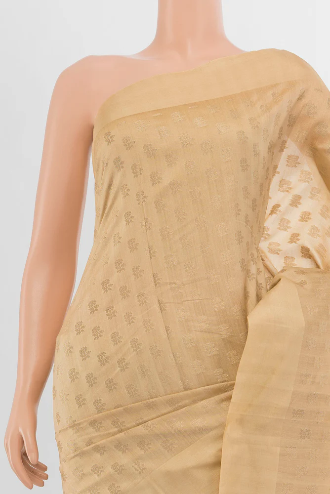 Beige Banarasi Raw Silk Saree - Image 2