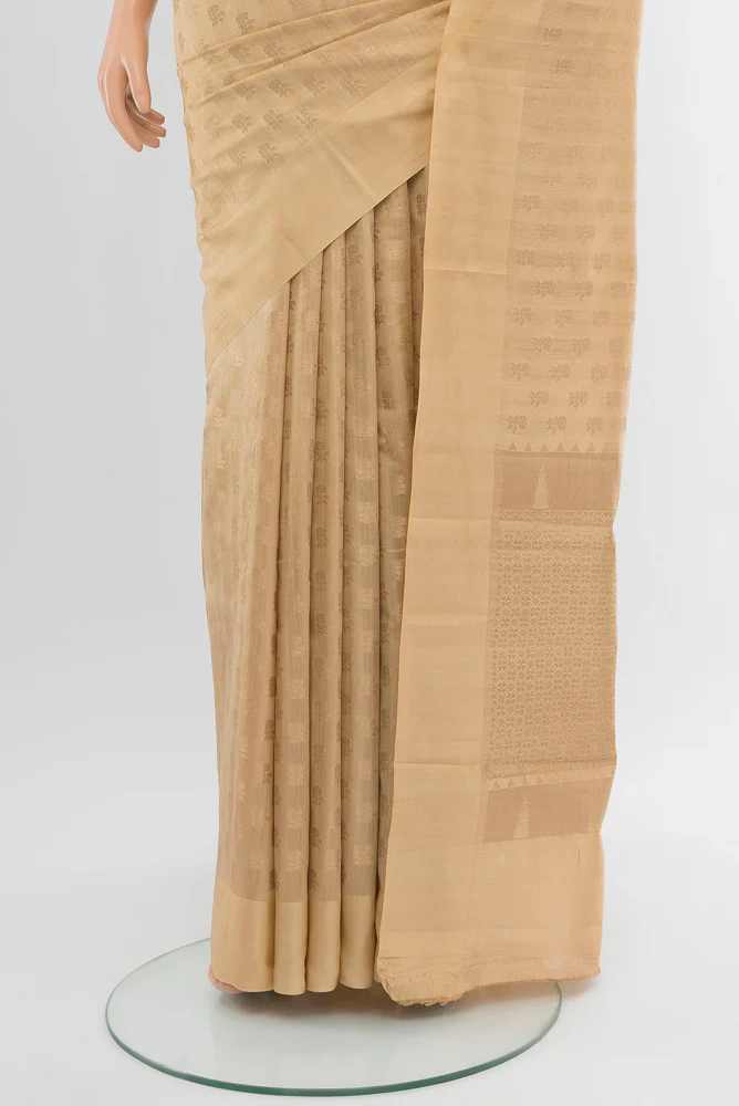 Beige Banarasi Raw Silk Saree - Image 3