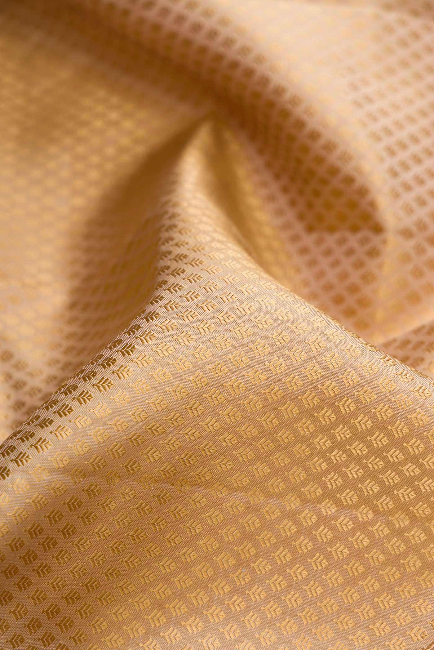 Pure Silk Pure Zari Beige Dual Tone Kanchipuram Saree - Image 2
