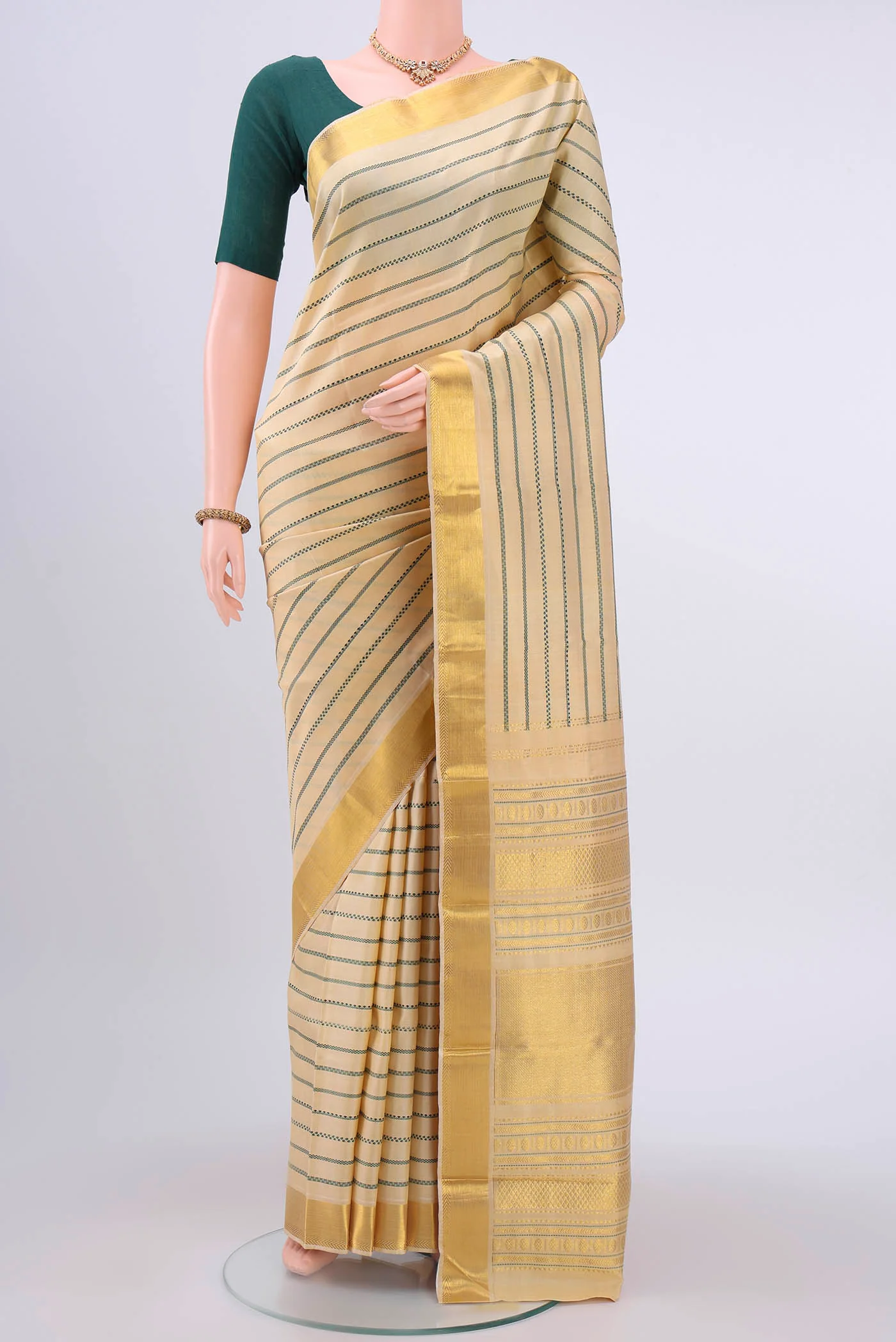 Pure Silk Pure Zari Beige Kanjivaram Saree