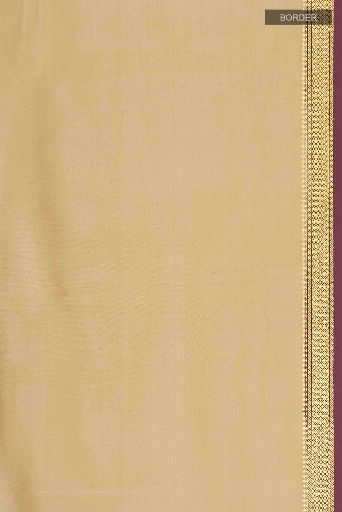 Pure Silk Pure Zari Beige Mysore Crepe Saree - Image 3