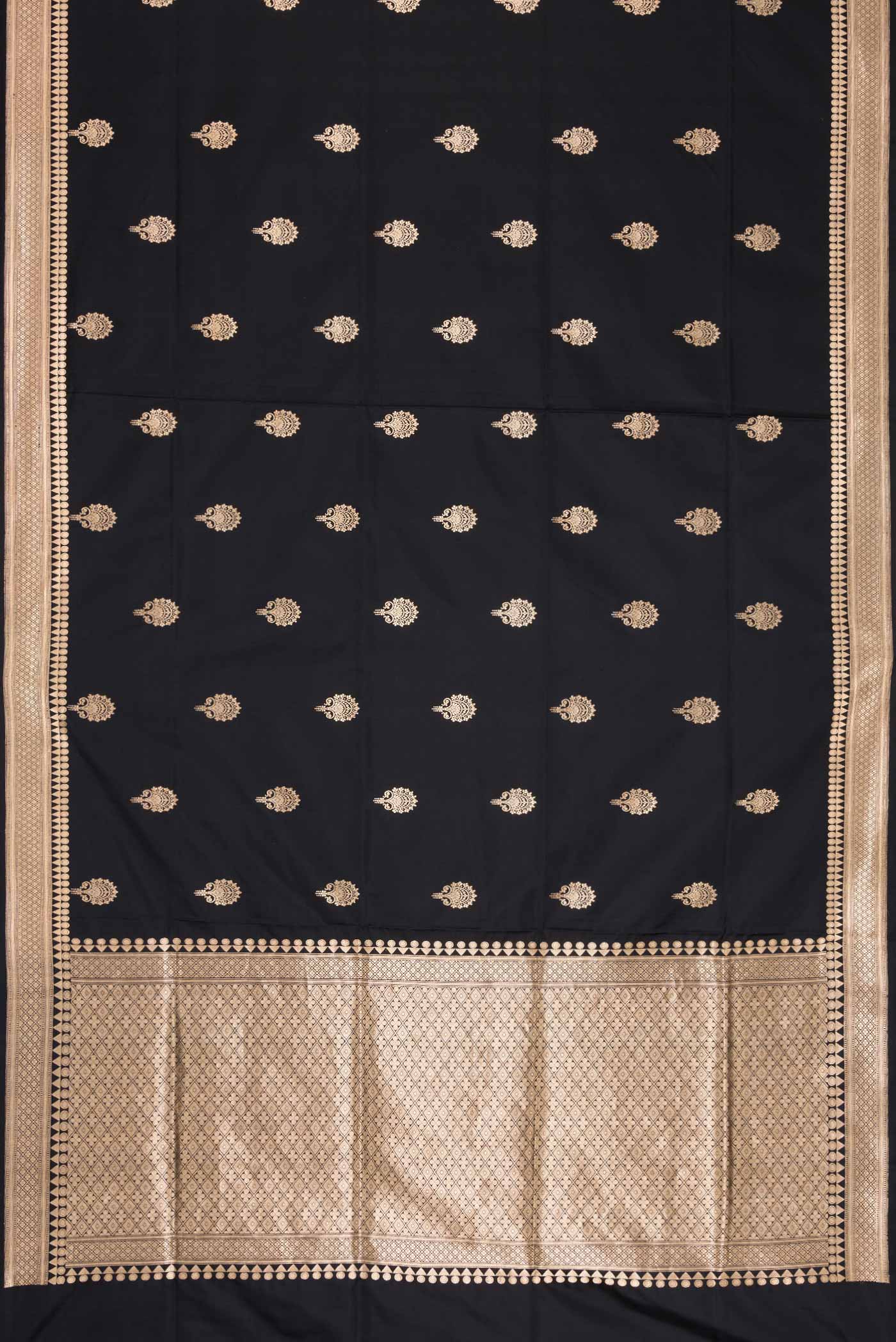 Black Banarasi Silk Saree - Image 6