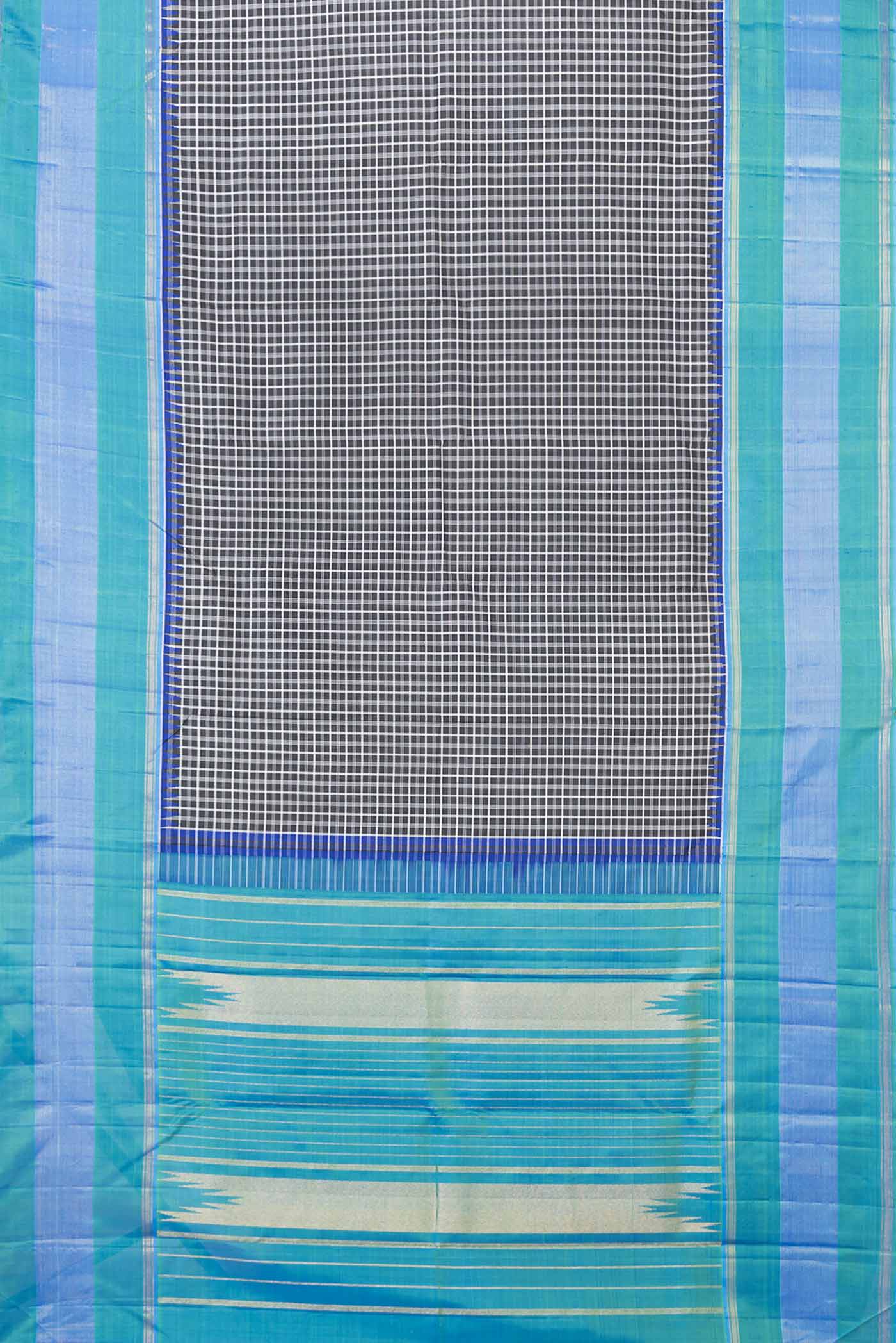 Pure Silk Pure Zari Black Dual Tone Kanjivaram Saree - Image 6