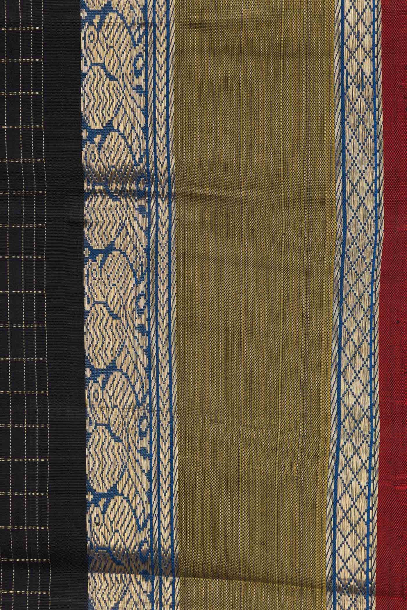 Pure Silk Pure Zari Black Dual Tone Kanchipuram Saree - Image 3