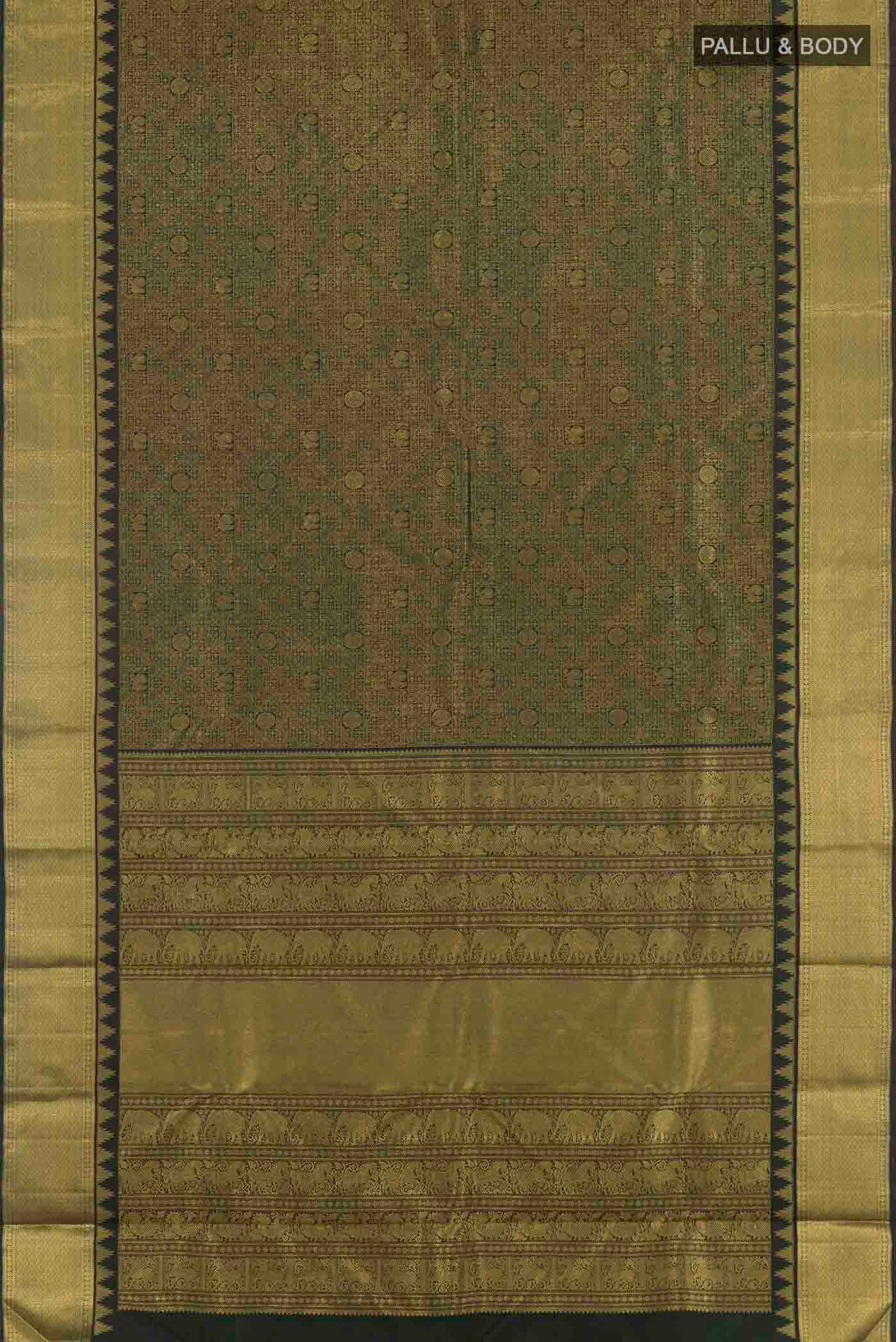 Pure Silk Pure Zari Black Kanjivaram Saree - Image 5