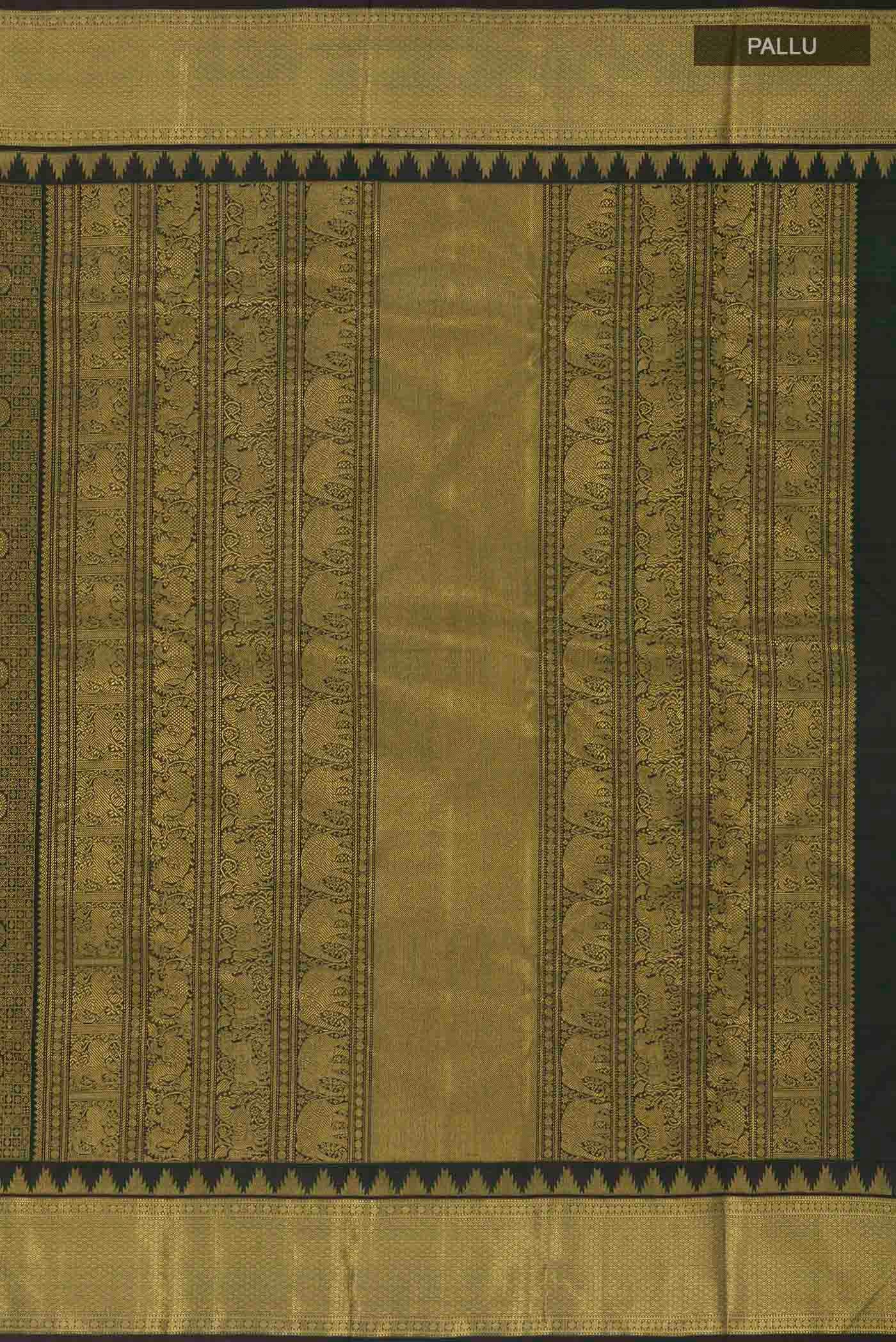 Pure Silk Pure Zari Black Kanjivaram Saree - Image 6