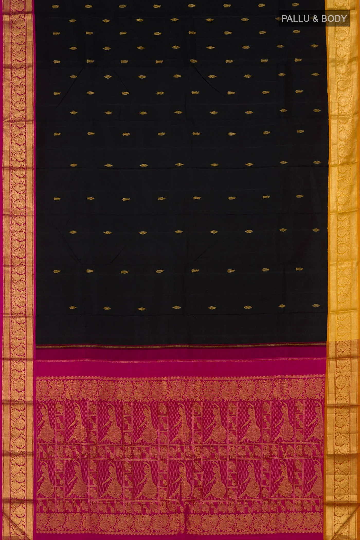 Pure Silk Pure Zari Black Kanjivaram Saree - Image 5