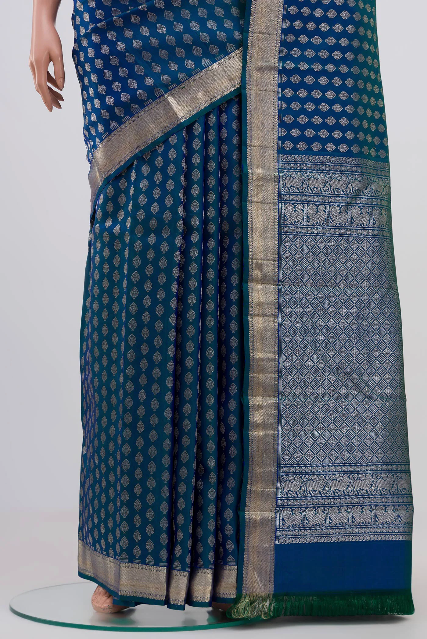Blue Kanchipuram Silk Saree - Image 3