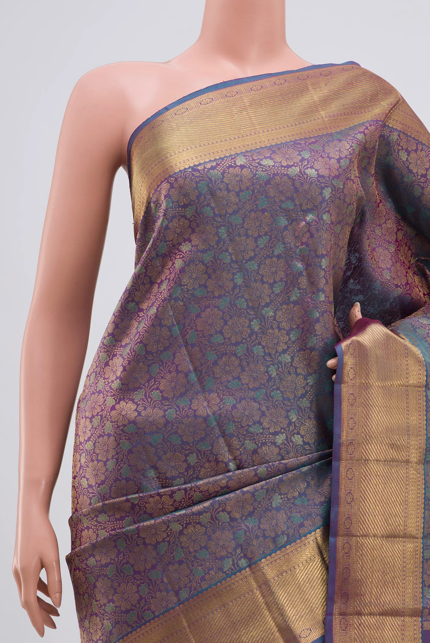 Lavender Kanchipuram Silk Saree - Image 2