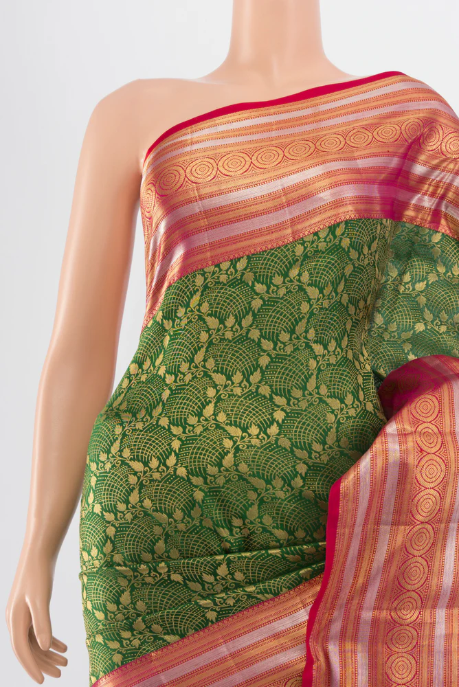 Green Kanchipuram Silk Saree - Image 2