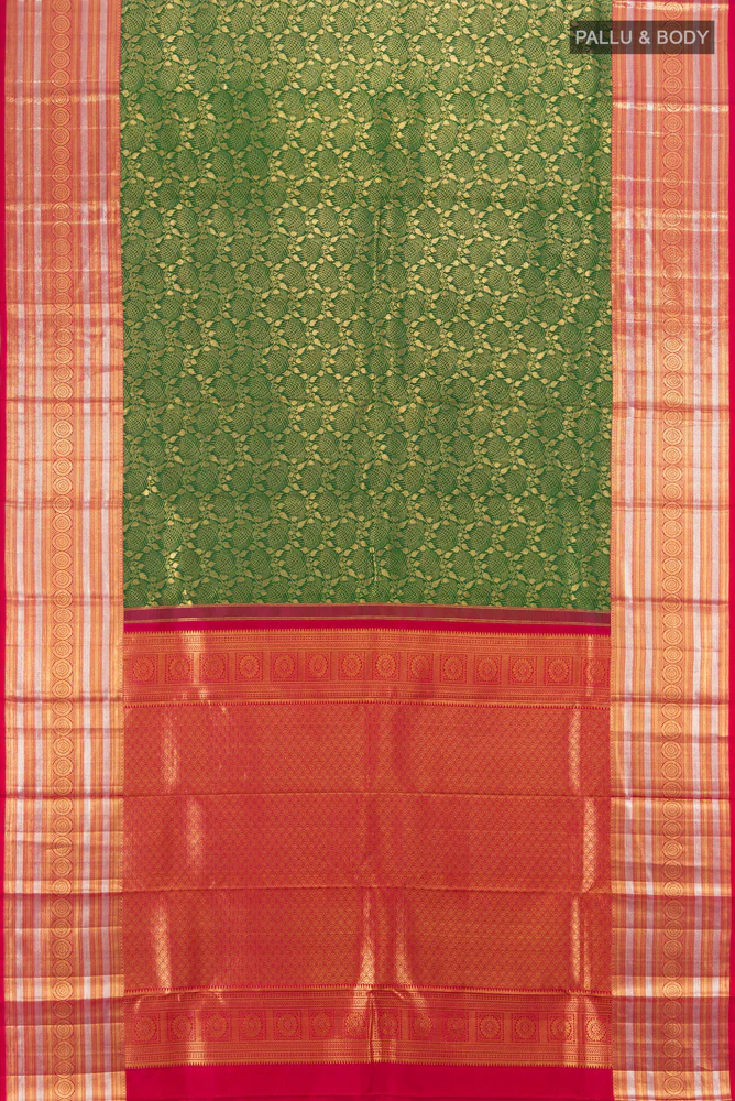 Green Kanchipuram Silk Saree - Image 5