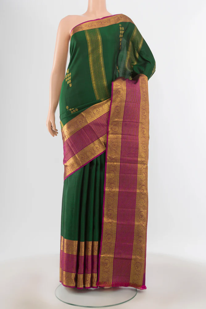 Bottle Green Kanchipuram Silk Saree