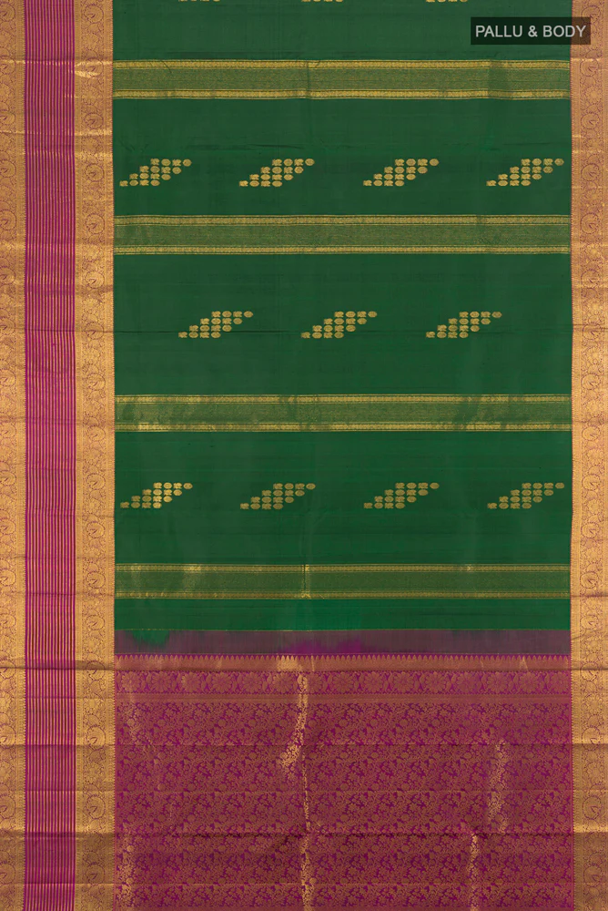 Bottle Green Kanchipuram Silk Saree - Image 5