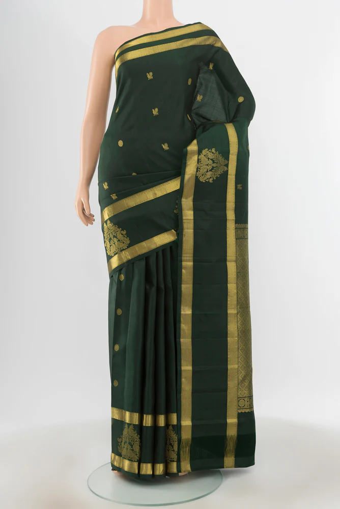 Bottle Green Kanjivaram Silk Saree