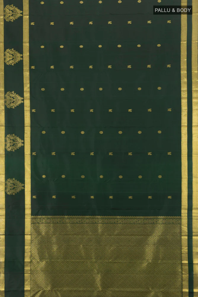 Bottle Green Kanjivaram Silk Saree - Image 5