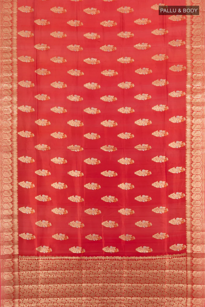 Red Banarasi Raw Silk Saree - Image 5