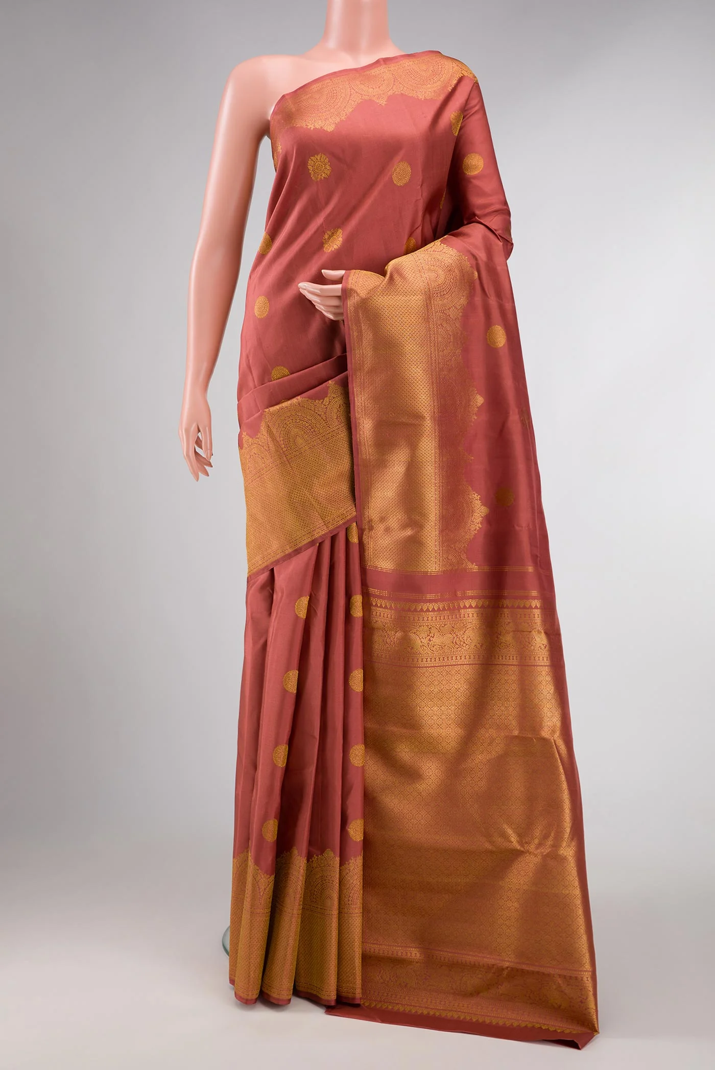 Pure Silk Pure Zari Brown Dual Tone Kanjivaram Saree