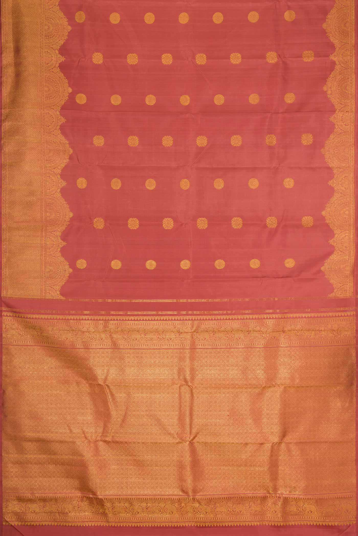 Pure Silk Pure Zari Brown Dual Tone Kanjivaram Saree - Image 6