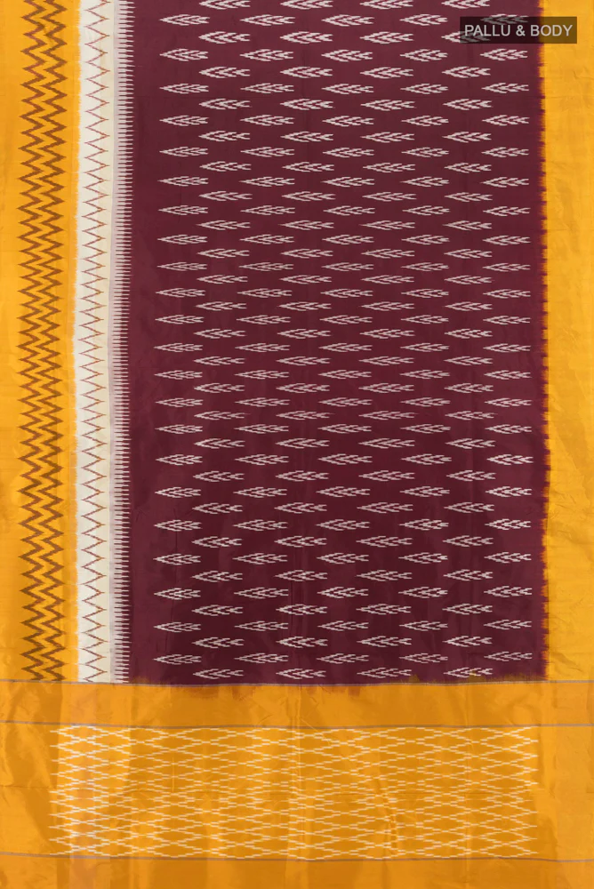 Coffee Brown Pochampally Silk Saree - Image 5