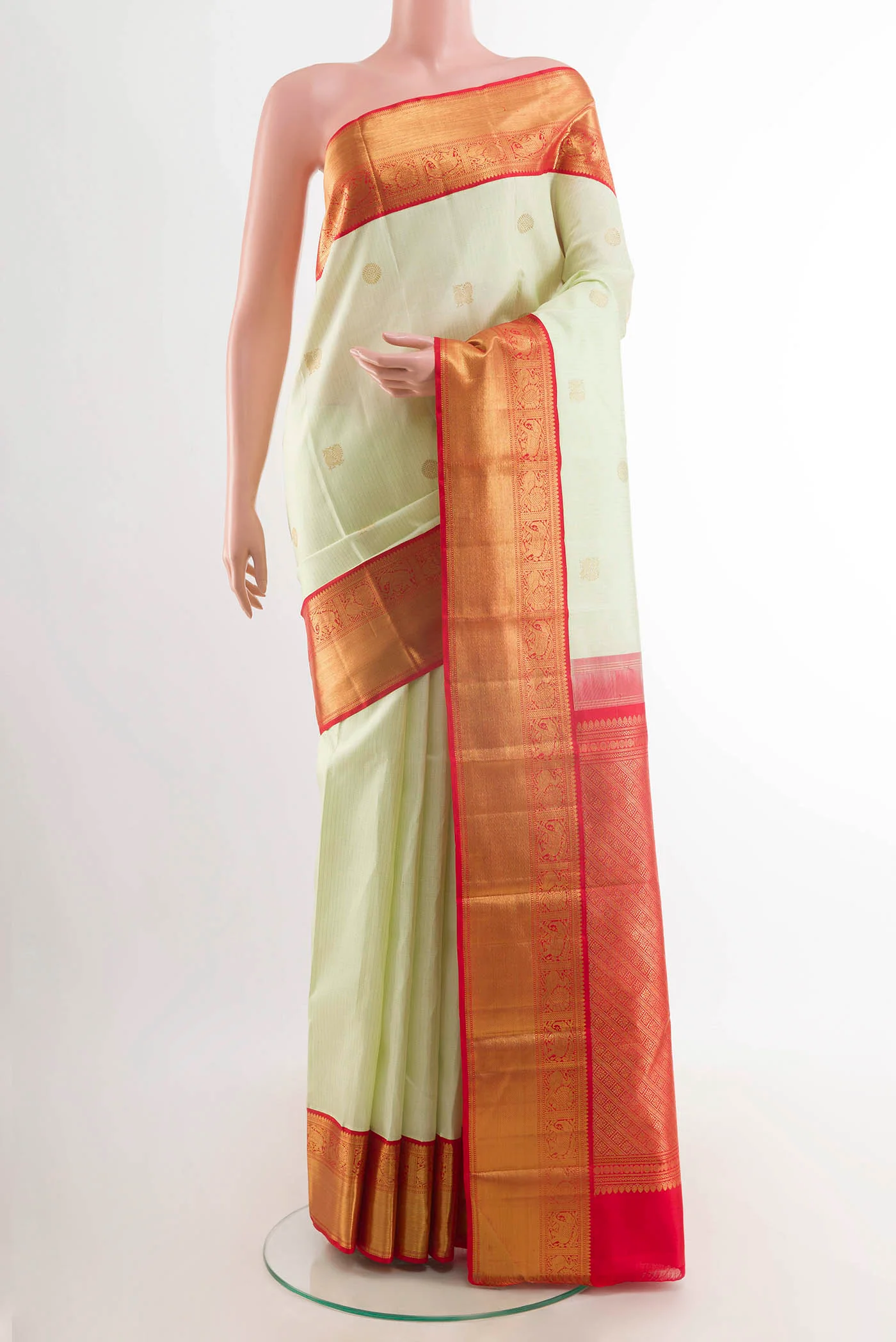 Pure Silk Pure Zari Cream Kanjivaram Saree