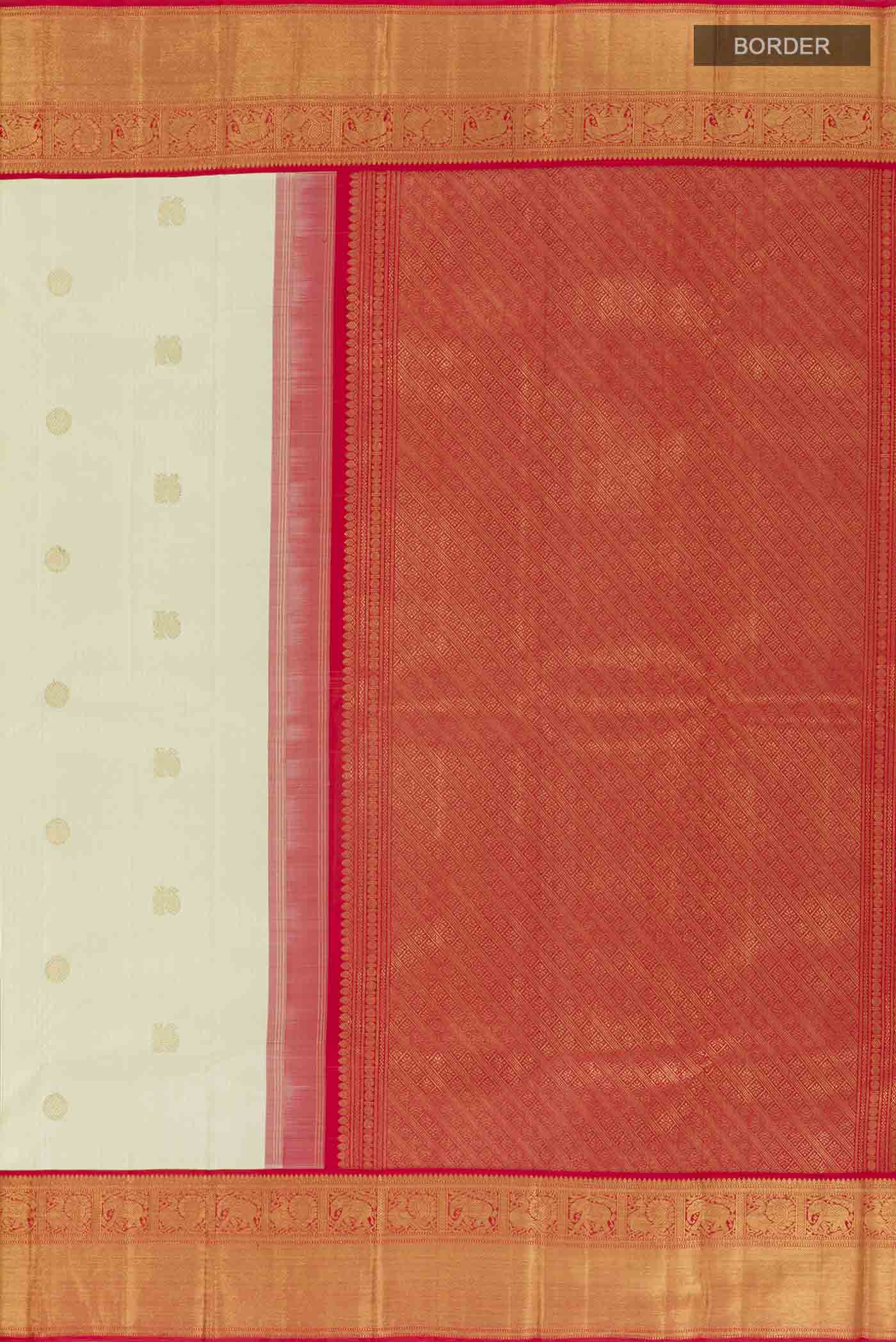 Pure Silk Pure Zari Cream Kanjivaram Saree - Image 7