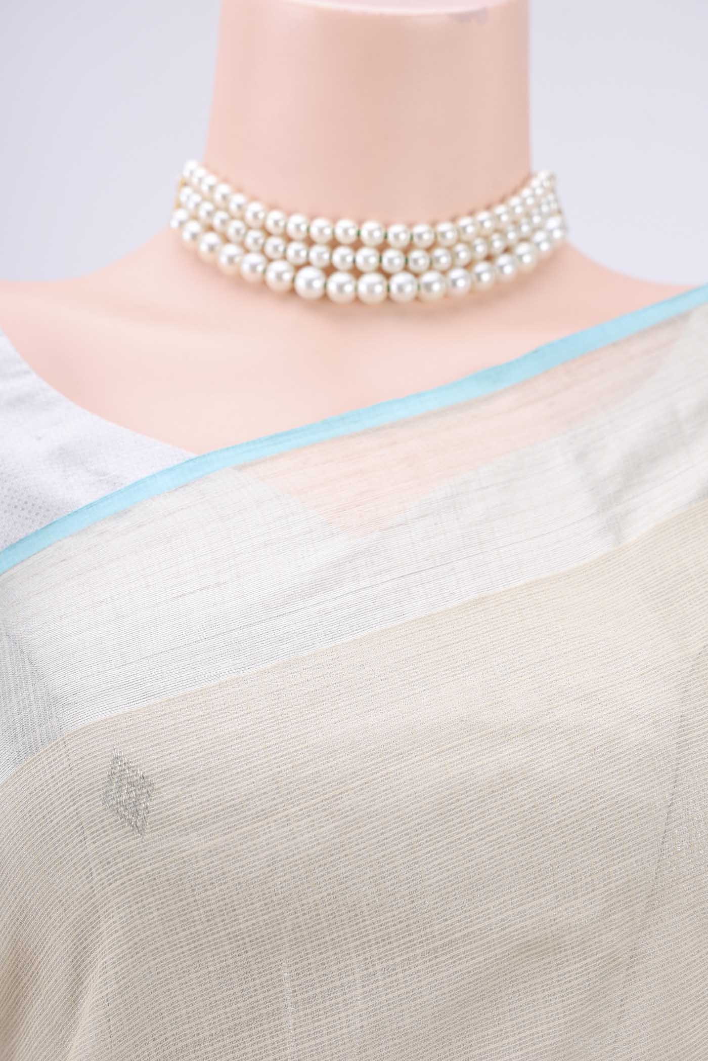 Pure Silk Pure Zari Cream Kota Saree - Image 2