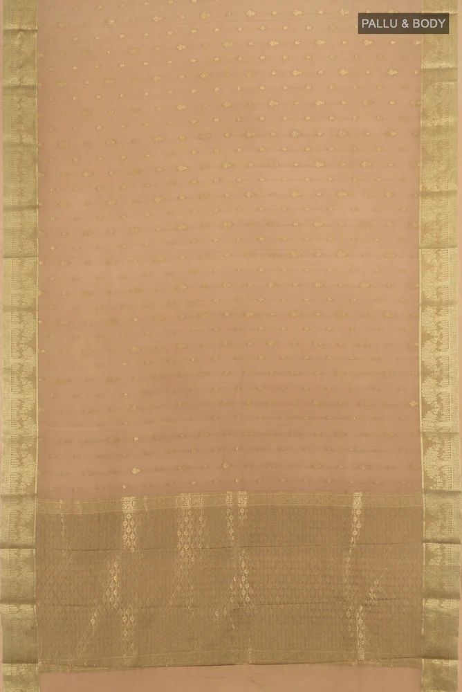 Beige Mysore Crepe Saree - Image 5