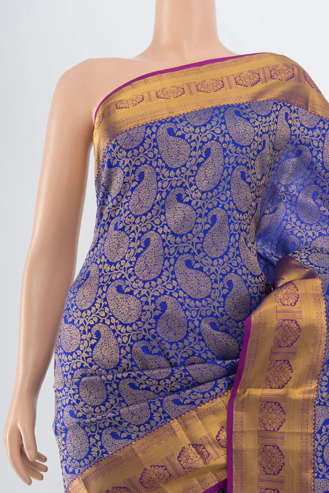 Royal Blue Kanchipuram Silk Saree - Image 2