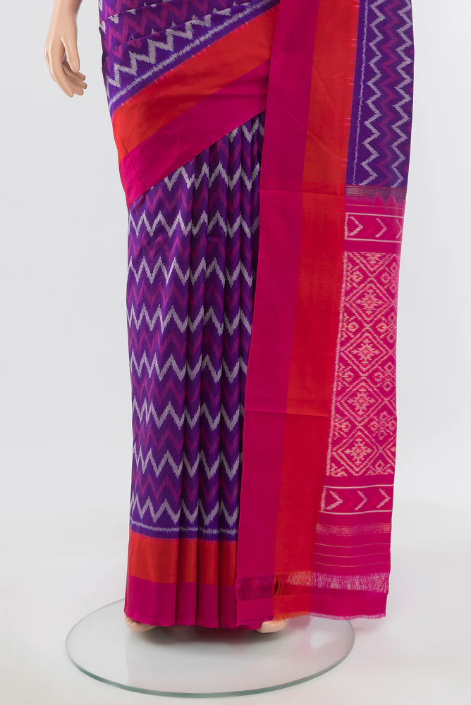 Violet Pochampally Silk Saree - Image 3