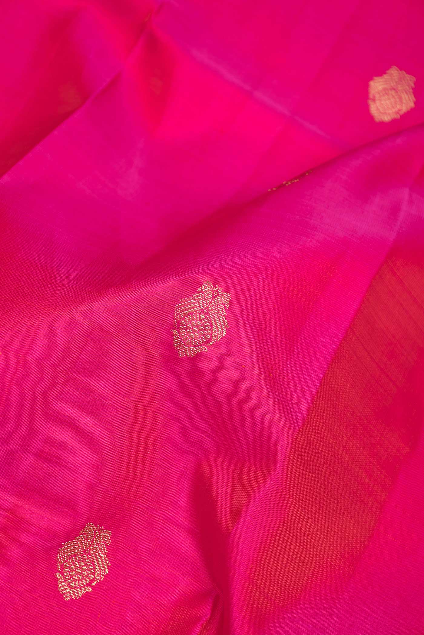 Pure Silk Pure Zari Dark Pink Dual Tone Kanchipuram Saree - Image 2
