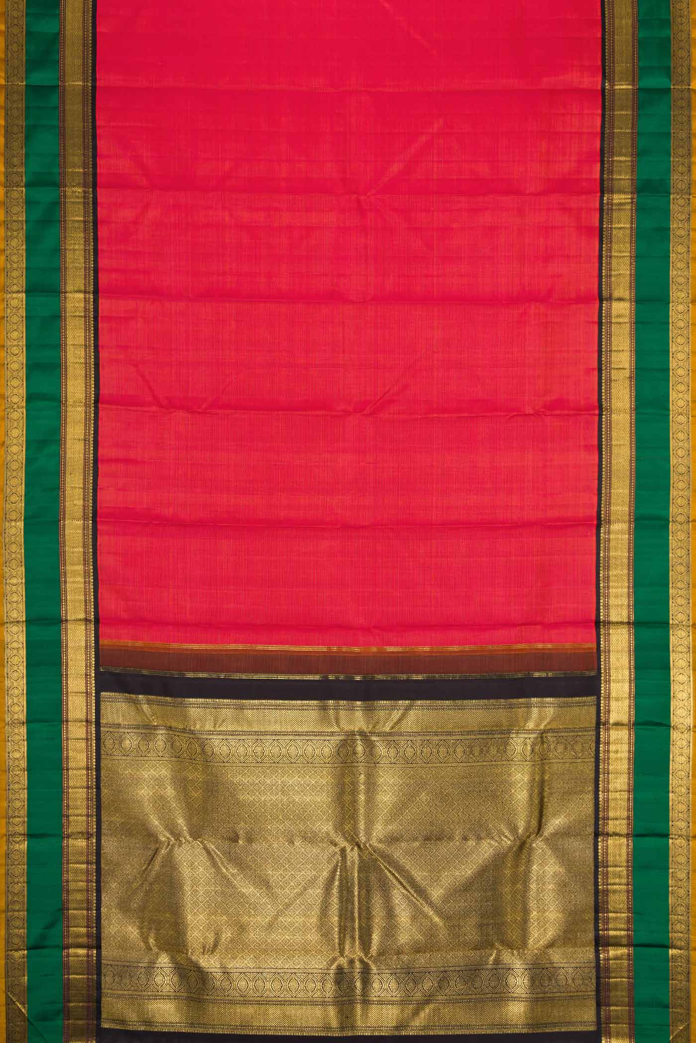 Pure Silk Pure Zari Dark Pink Dual Tone Kanjivaram Saree - Image 6