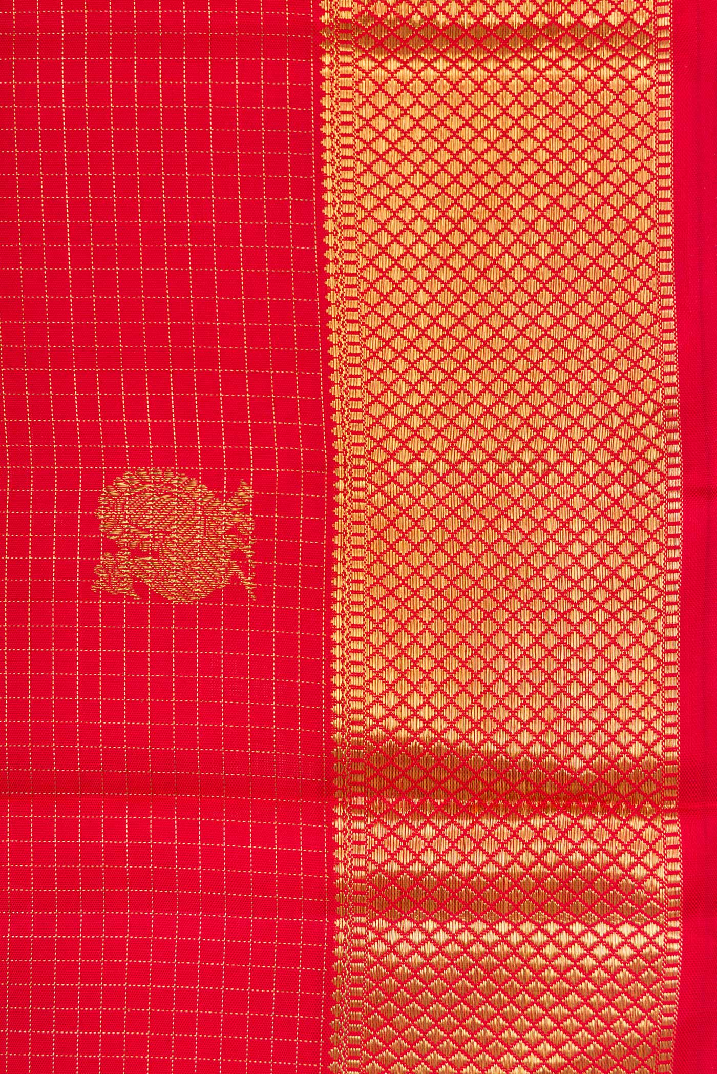 Pure Silk Pure Zari Red Kanjivaram Saree - Image 3