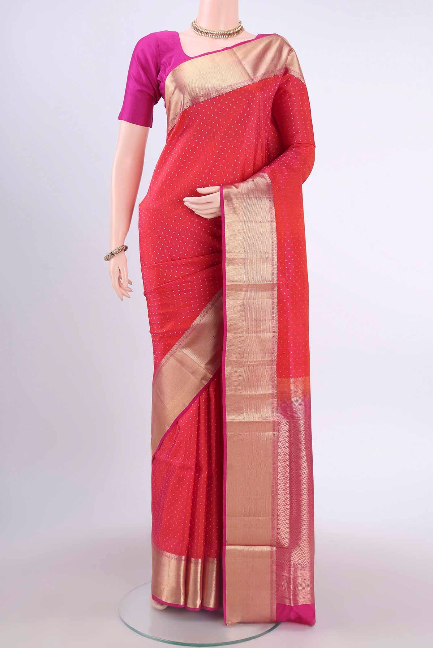 Pure Silk Pure Zari Dark Pink Soft Saree