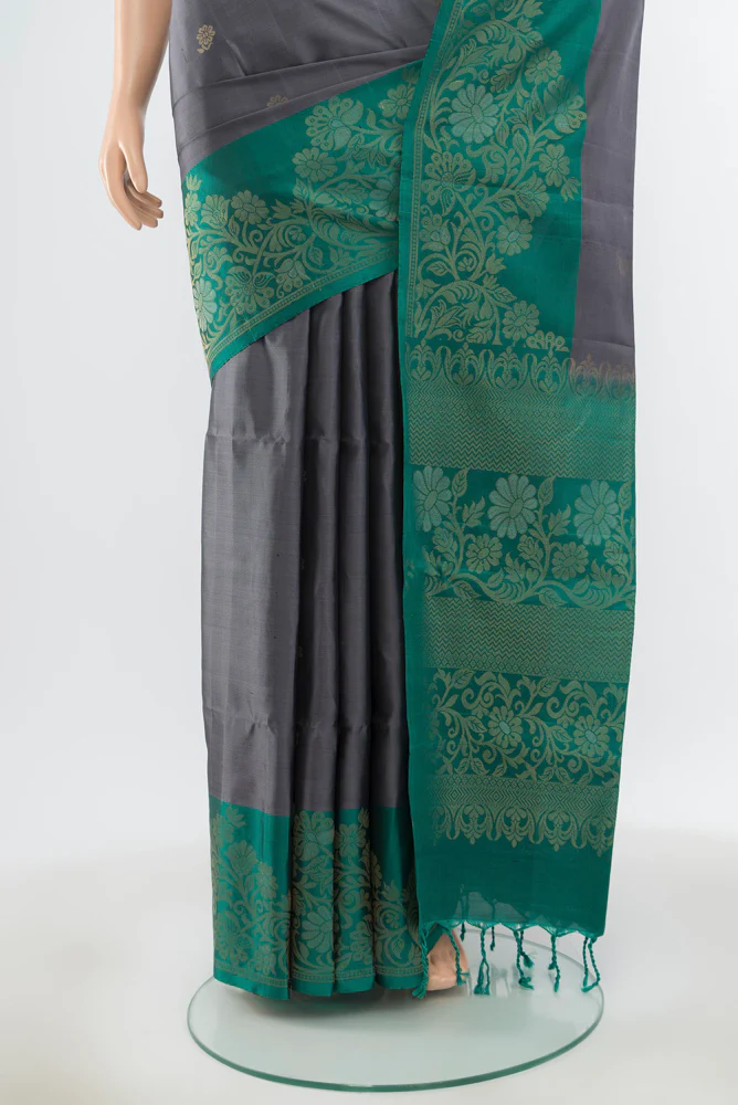 Davys Grey Soft Silk Saree - Image 3