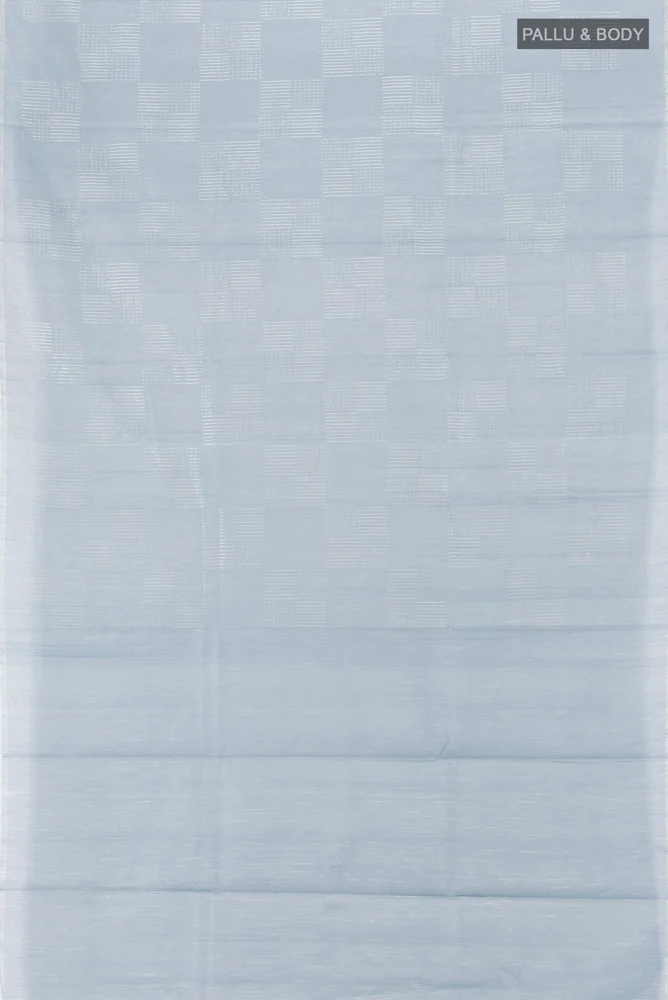 Blue Grey Tussar Silk Saree - Image 5