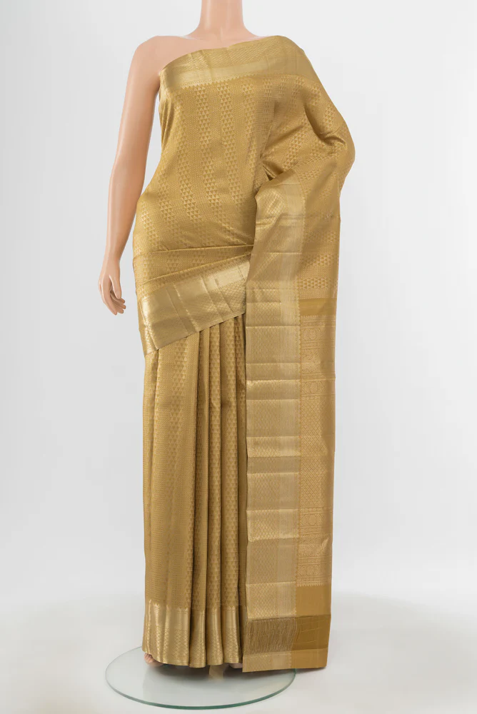 Beige Kanchipuram Silk Saree