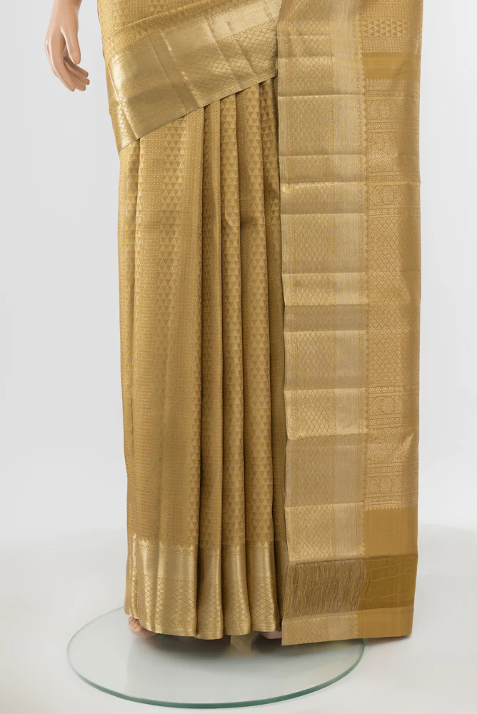 Beige Kanchipuram Silk Saree - Image 3