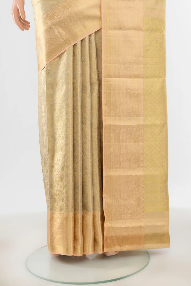 Sandal Kanjivaram Tissue Silk Saree - Image 3