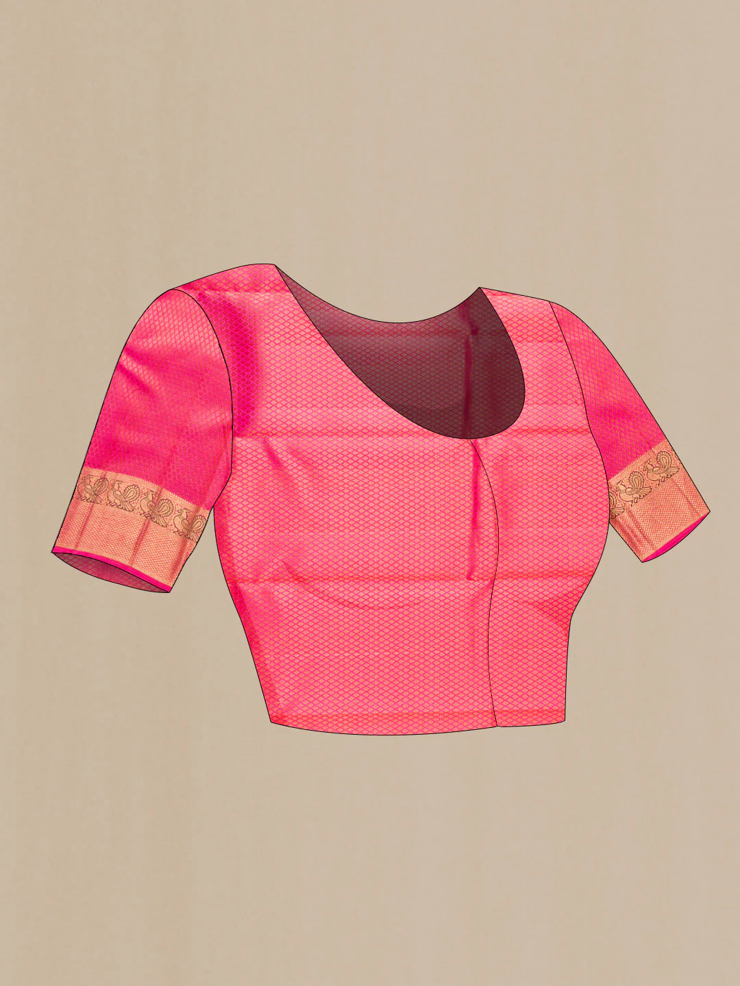 Pure Silk Pure Zari Peach Kanchipuram Saree - Image 5