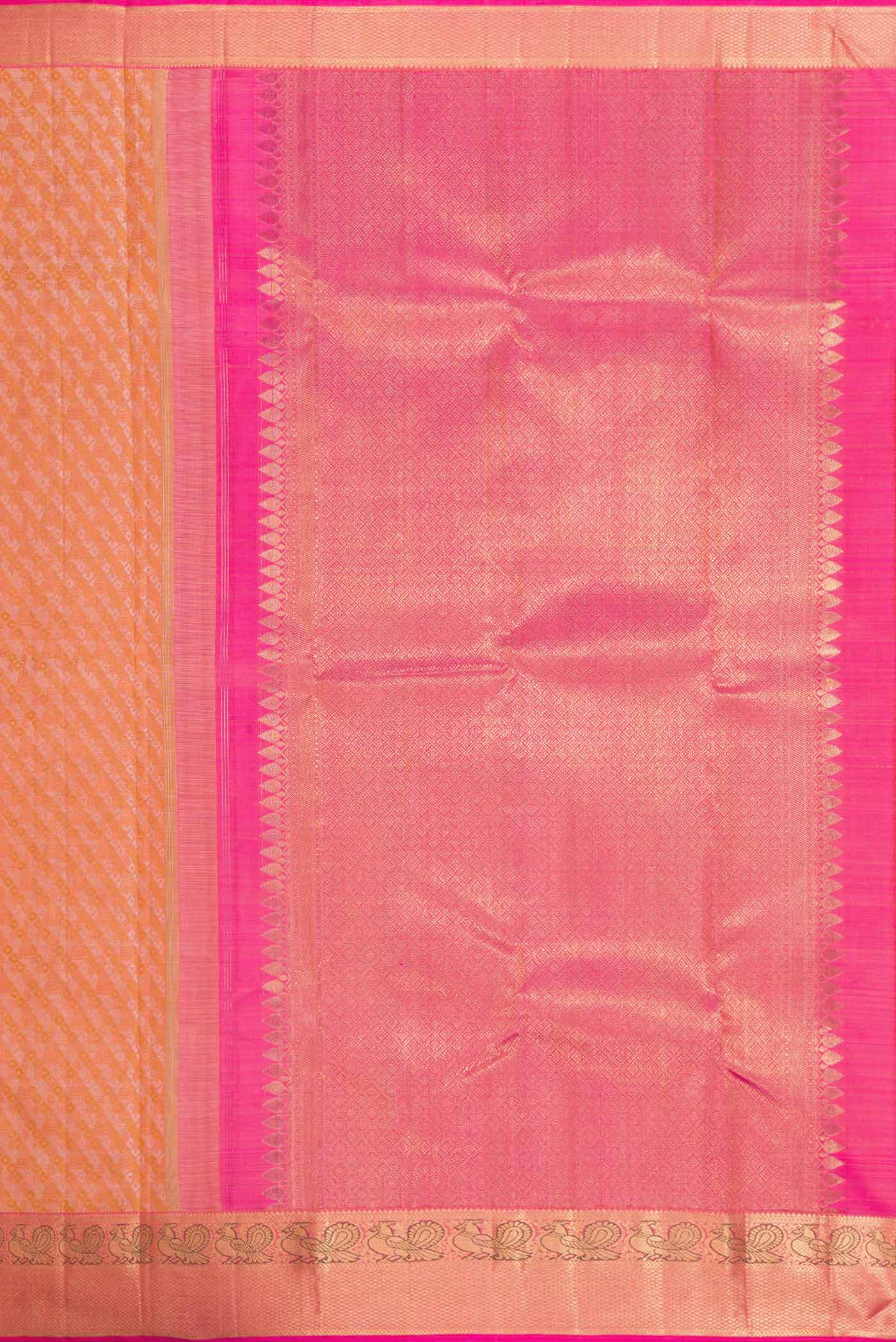Pure Silk Pure Zari Peach Kanchipuram Saree - Image 7