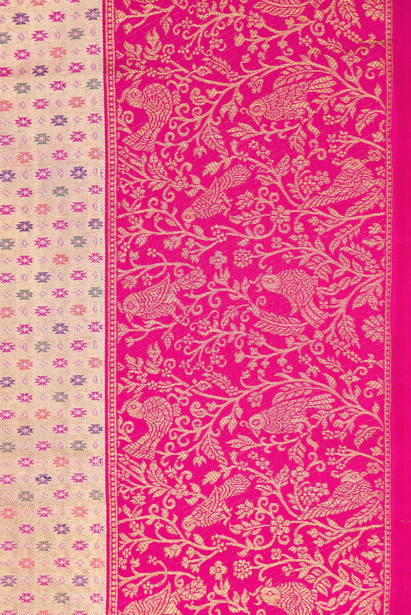 Pure Silk Pure Zari Gold with Pink Color Kanjivaram Tissue Saree - Image 3