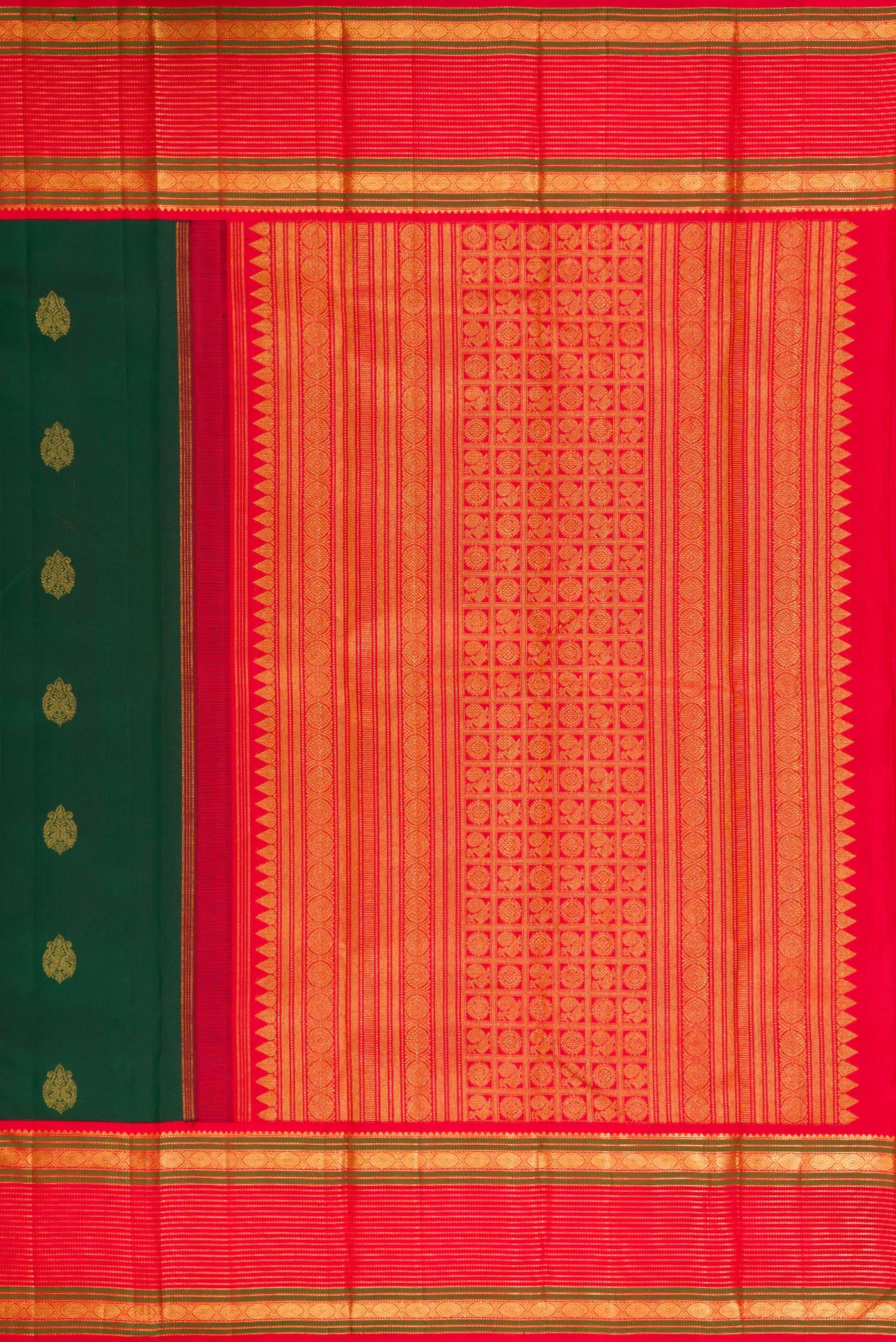 Bottle Green Kanjivaram Silk Saree - Image 7