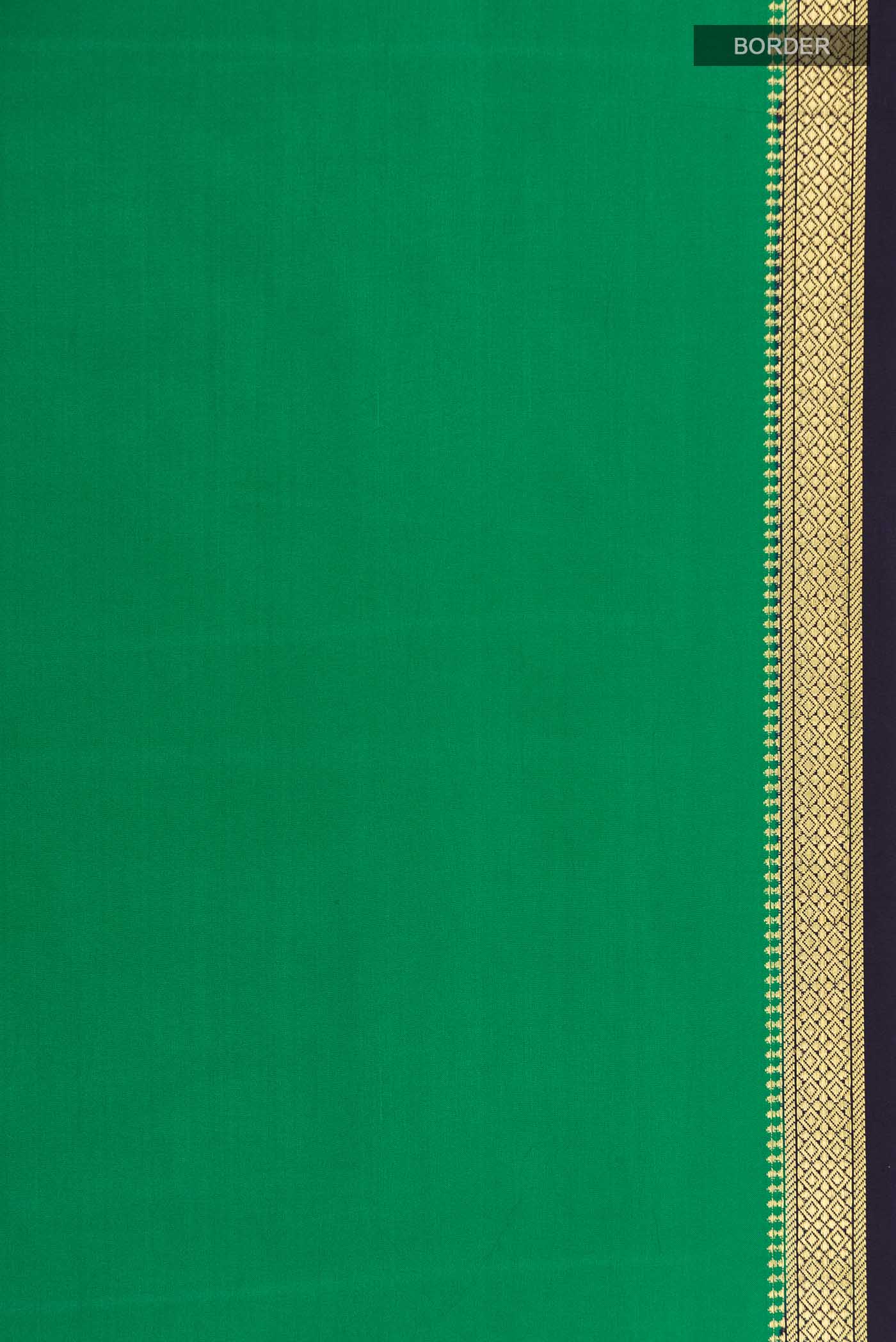Pure Silk Pure Zari Green Mysore Crepe Saree - Image 3