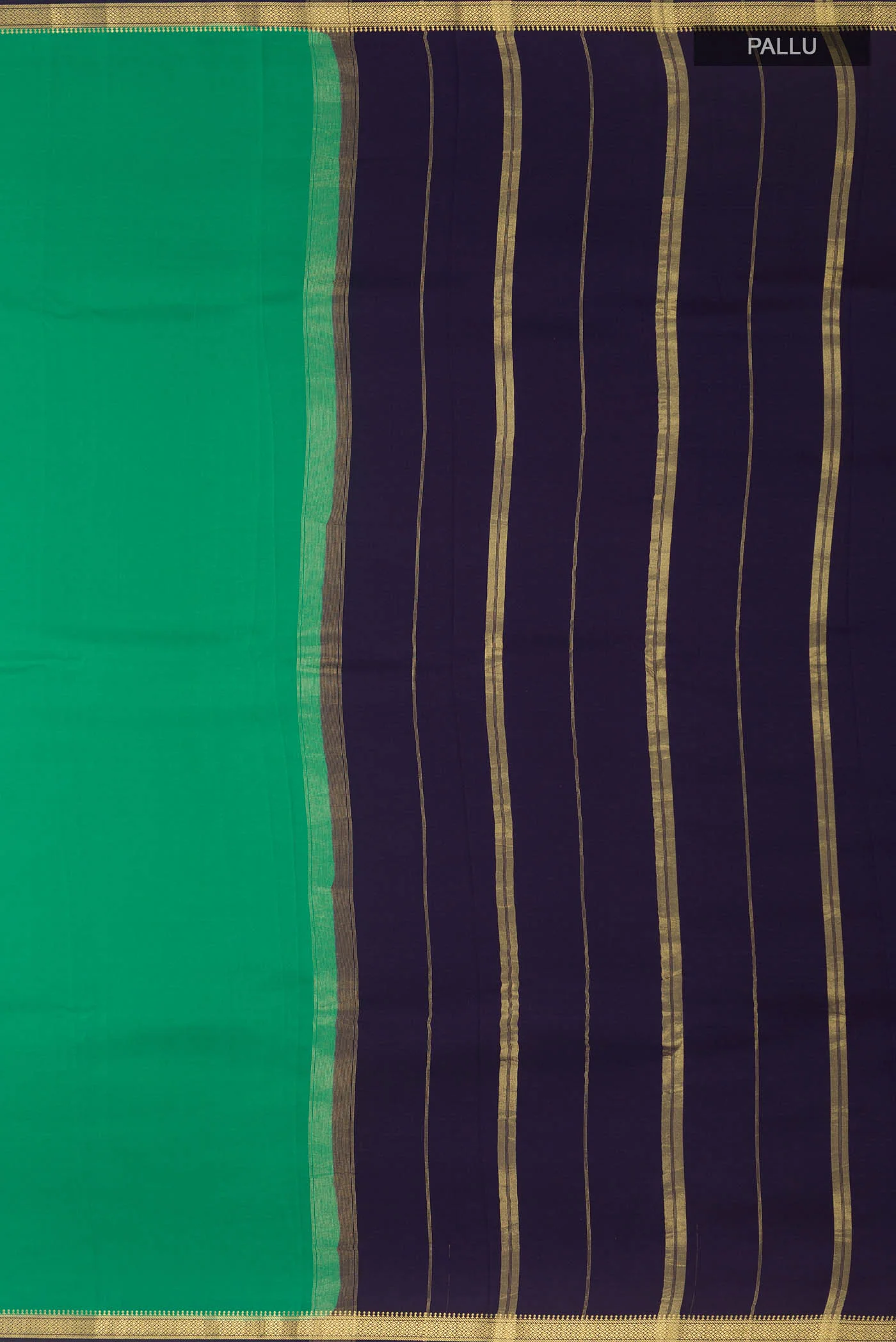 Pure Silk Pure Zari Green Mysore Crepe Saree - Image 7