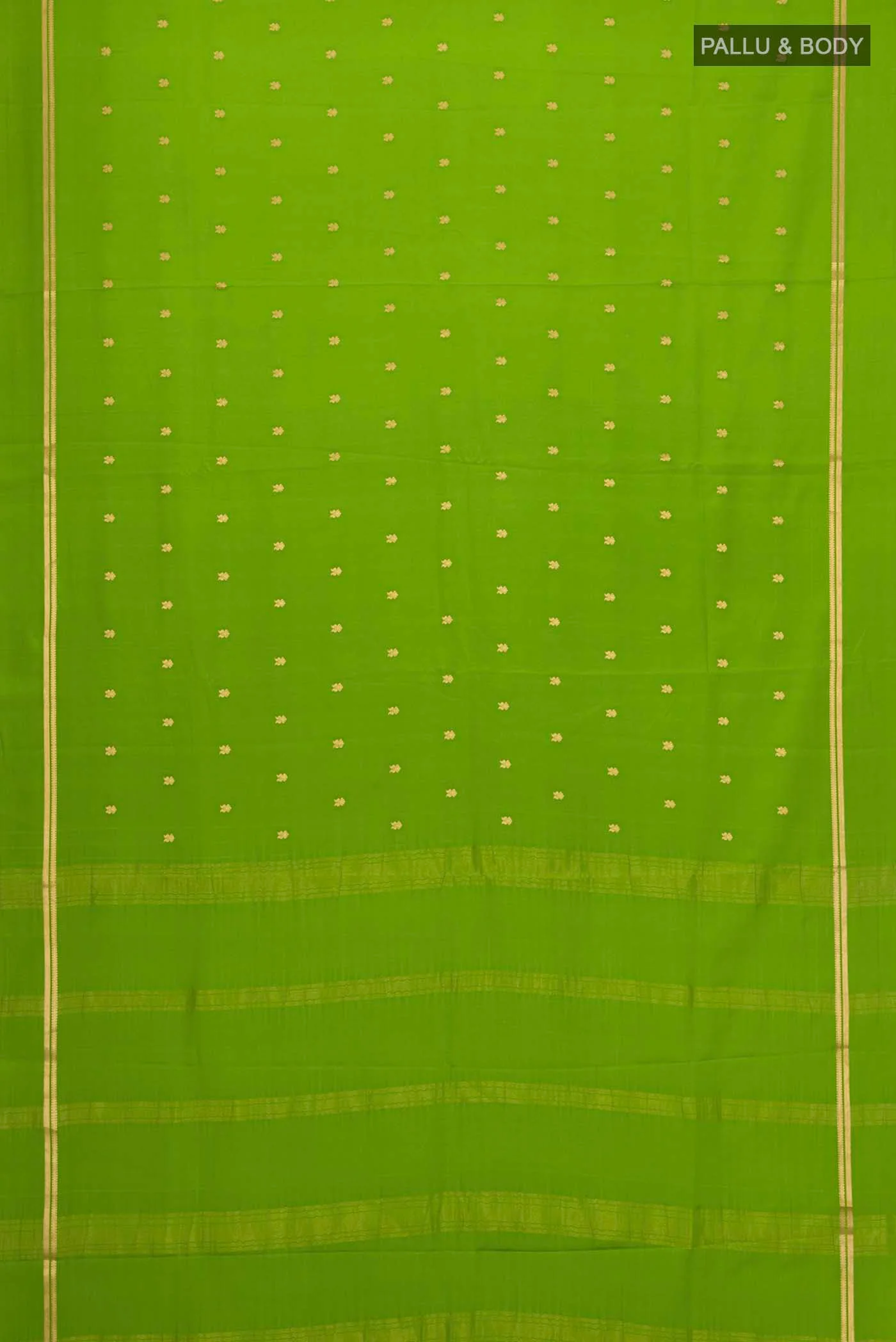 Pure Silk Pure Zari Green Mysore Crepe Saree - Image 5