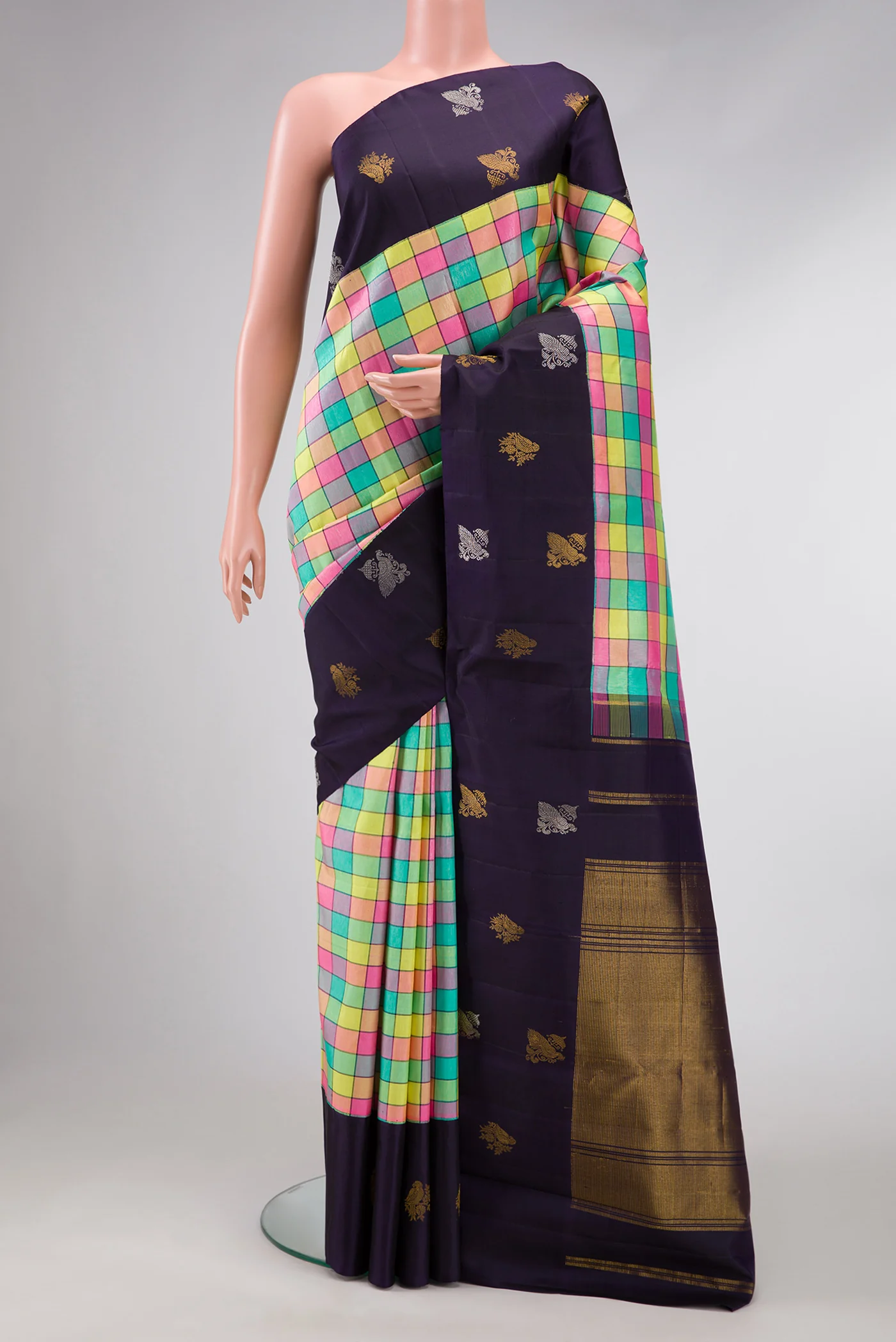 Pure Silk Pure Zari Turquoise Kanjivaram Saree