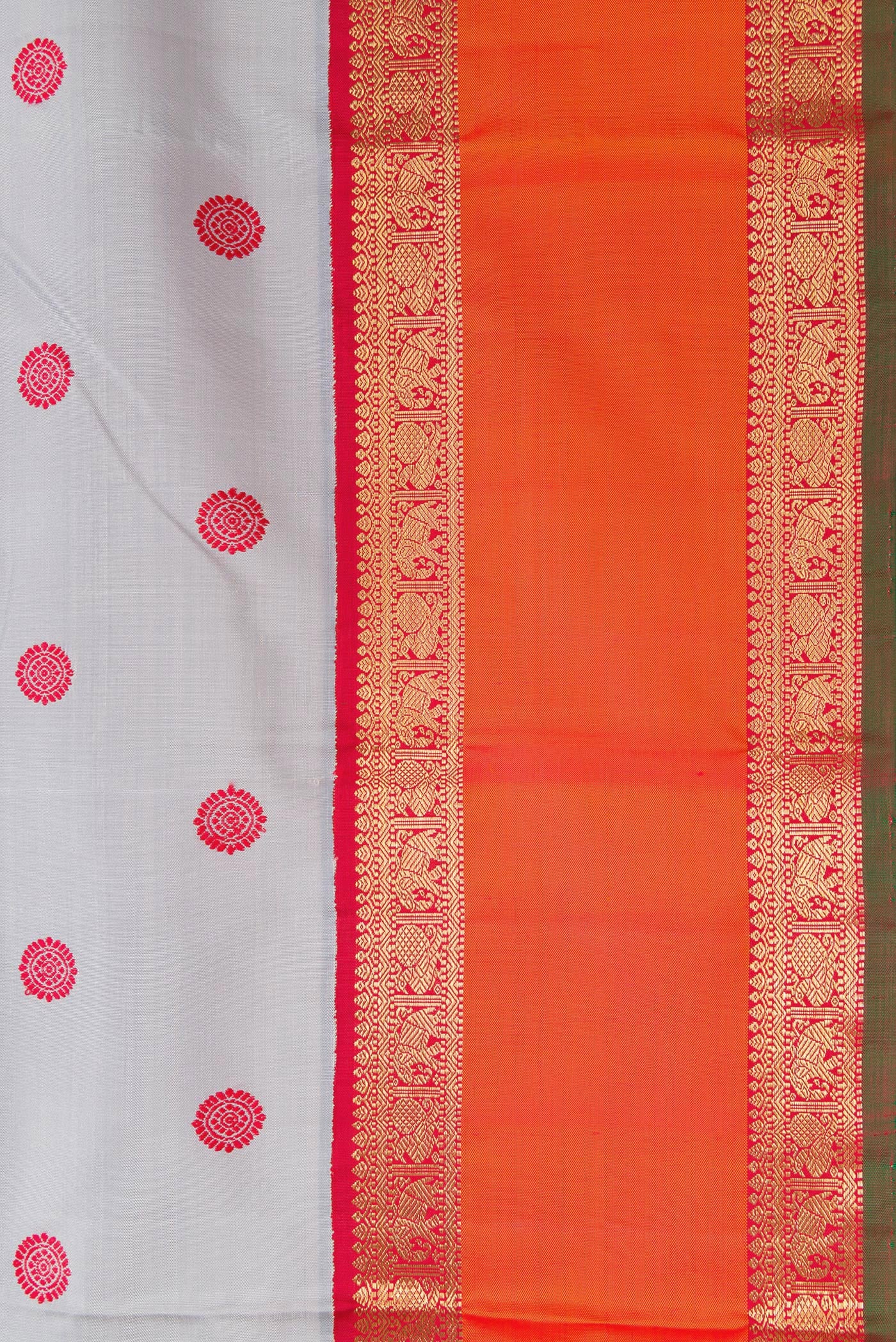 Pure Silk Pure Zari Grey Kanchipuram Saree - Image 3